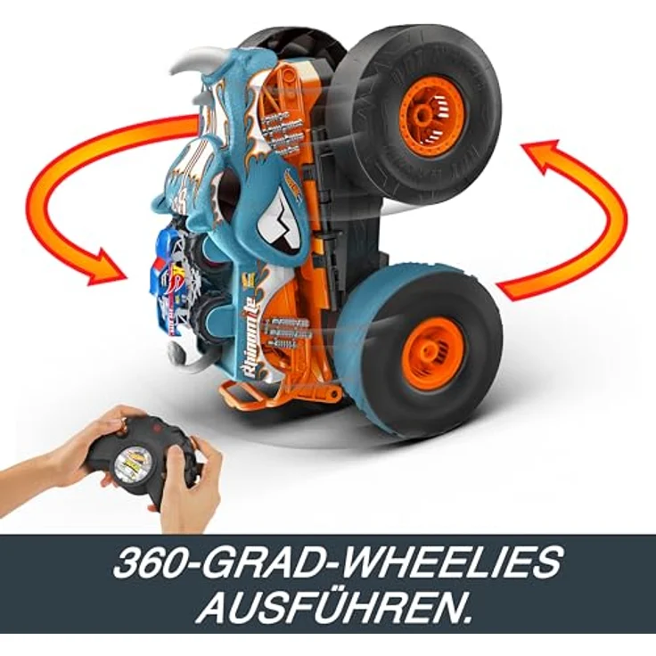 HOT WHEELS Monster Trucks HW ferngesteuerten Rhinomite - umbaubar, 1:12 Monster Truck, Beschleuniger für 1:64 Monster Trucks, Allround-Fernsteuerung, für Kinder ab 6 Jahren, HPK27 – Bild 5