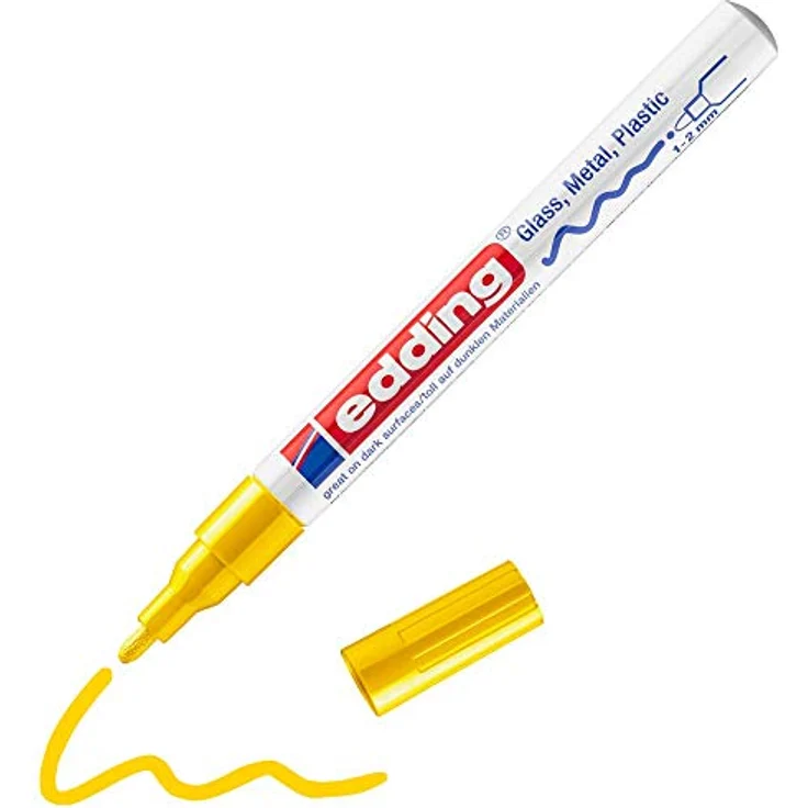 edding 751 Glanzlackmarker - gelb - 1 Lackmarker - Rundspitze 1-2 mm - Lackstift für Glas, Stein, Holz, Kunststoff und Papier - wasserfest, stark deckend – Bild 1