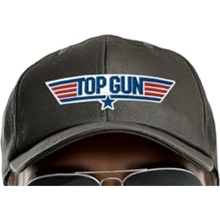 Maskworld Top Gun Accessoire-Set, olivgrüne Schirmmütze mit Logo, silberne Sonnenbrille im Fliegerlook, Metallkette mit Erkennungsmarken – Bild 3