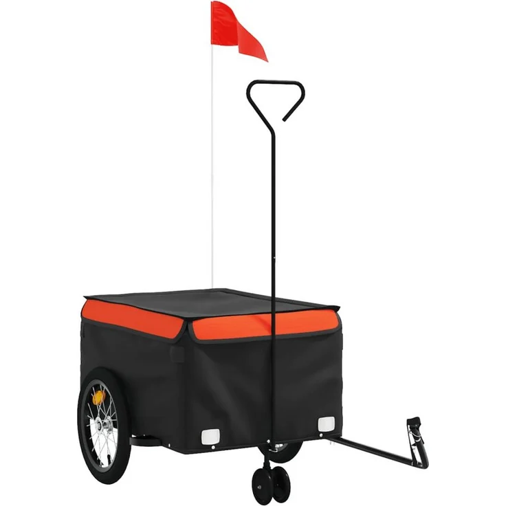 vidaXL Fahrradlastenanhänger Fahrradanhänger Schwarz und Orange 45 kg Eisen, Robustes Material und Praktisches Design – Bild 1