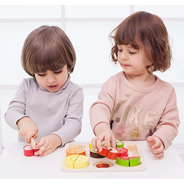 Classic World Set zum Schneiden von Früchten, Mehrfarbiges Holz-Küchenzubehör für Kreativität, Vorstellungskraft, Kognition und Sensorik, 2-6 Jahre – Bild 4