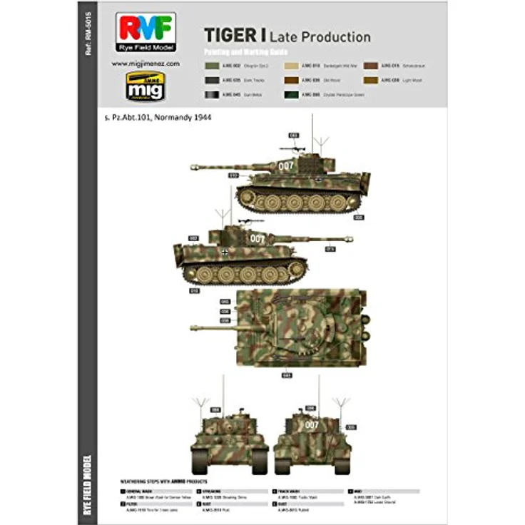 Rye Field Model Tiger I Spätproduktion, 1:35 Modellbausatz aus Kunststoff mit detaillierten Panzermerkmalen und Abziehbildern – Bild 4