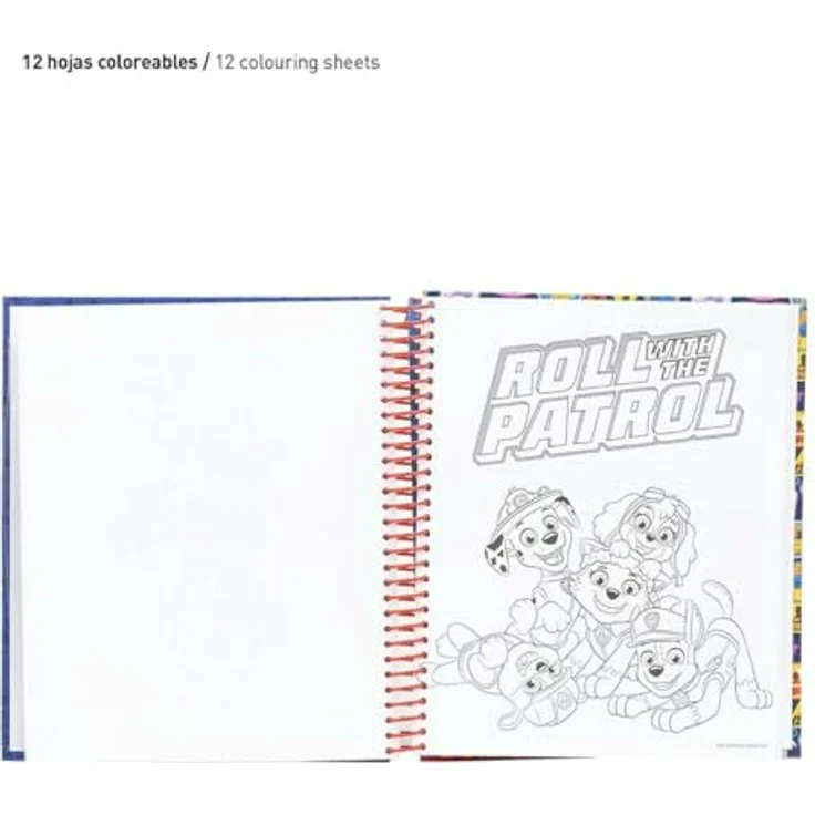 Cerda Paw Patrol Kreativset, Activity Malbuch inkl. 12 Ausmalbilder, 2 Stickerbögen, 6 Wachsmal- und 6 Filzstifte, 22 cm x 26 cm – Bild 4