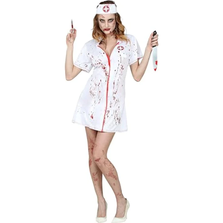 W WIDMANN MILANO Party Fashion - Kostüm Zombie Krankenschwester, XL, Blutflecken, Halloween – Bild 1