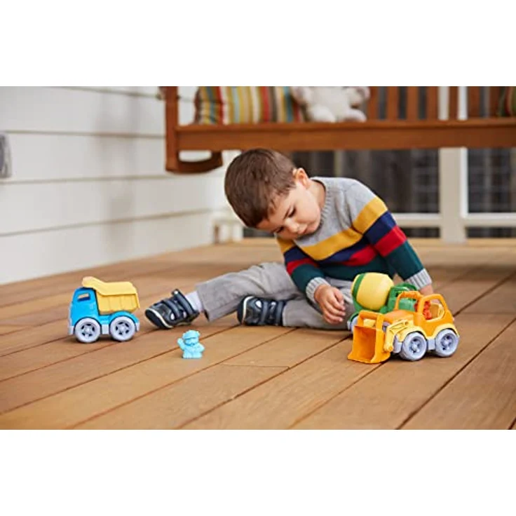 Green Toys 8601209 Baufahrzeuge mit Figuren, Spiel-Set, nachhaltiges Spielzeug für Kinder ab 24 Monaten, Mehrfarbig – Bild 4
