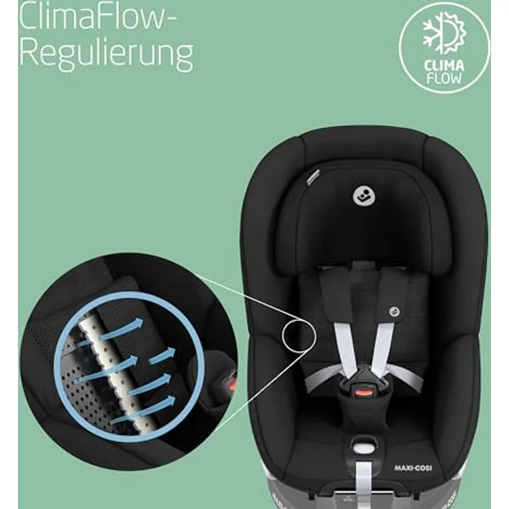 Maxi-Cosi Autokindersitz Pearl 360 - Authentic Black, Reboarder Kinder Autositz bis 17 kg, 360° Drehung, Memory-Schaumstoff, ClimaFlow-Temperaturregulierung – Bild 4