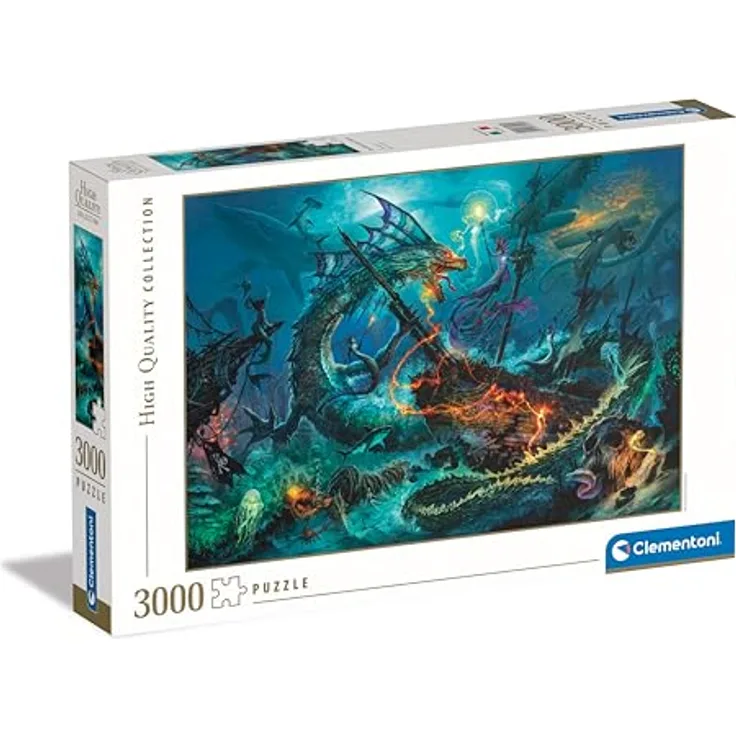 Clementoni Puzzle Collection - The Underwater Battle - 3000 Teile - Puzzle für Erwachsene, horizontal, Paolo Barbieri Illustration, Spaß für Erwachsene, Made in Italy