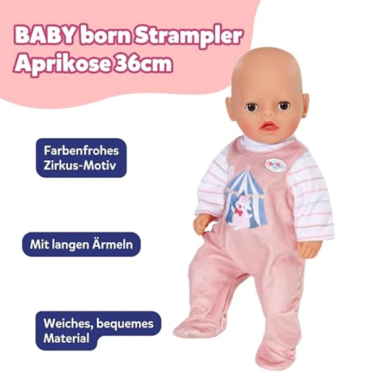 Zapf Creation BABY born Strampler Apricot, Puppenkleidung für 36 cm große Puppen – Bild 3