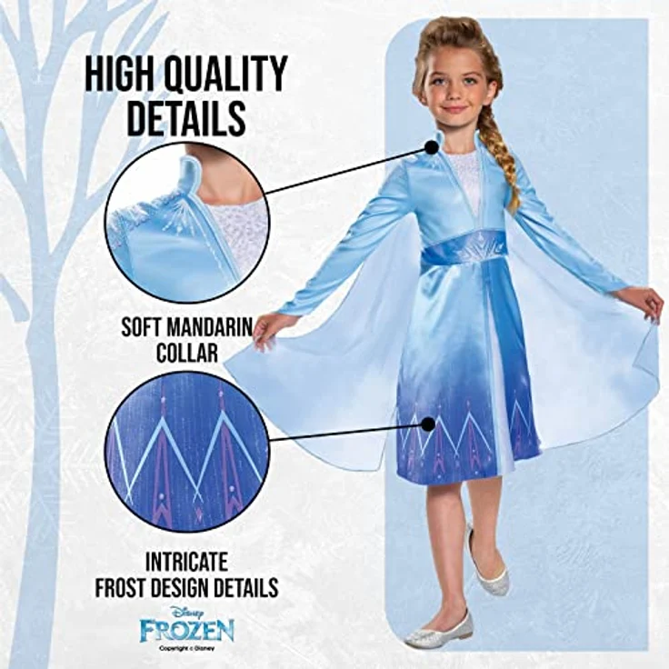 Disney Official Classic Frozen Elsa Dress Up for Girls, Frozen Dress costume Kids, Princess Costumes for Girls Fancy dress Outfit, costumes for Girls S – Bild 3