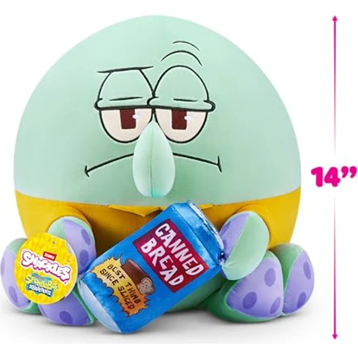 Snackles Spongebob Schwammkopf Plüschspielzeug, 35 cm, mit Squidward und Canned Bread Snack-Accessoire – Bild 4
