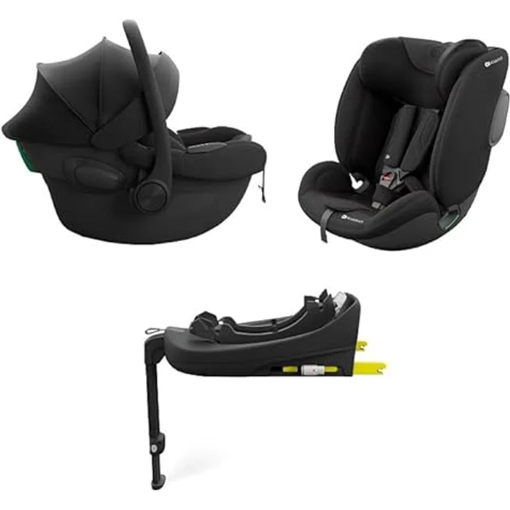 KINDERKRAFT ENDURA SAFE MODULAR SYSTEM, 3in1 Autokindersitz mit drehbarer Basis (90°), ultraleicht (3,2 kg), Premium-Polsterung, Kopfschutzsystem, Schwarz – Bild 1