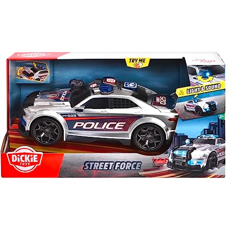 Dickie Toys Street Force Polizei Auto, motorisiertes Spielzeugfahrzeug mit Licht, Sound und Kofferraum, 33 cm, für Kinder ab 3 Jahren – Bild 7