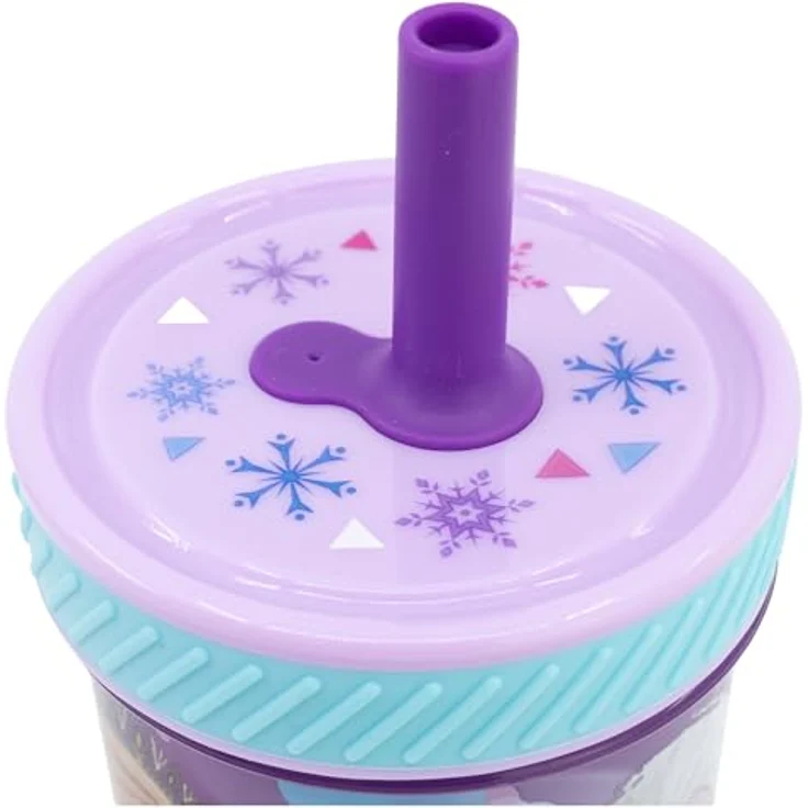Stor PP-Trinkbecher mit Silikon-Trinkhalm, 370 ml, BPA-frei, Frozen Violet – Bild 3