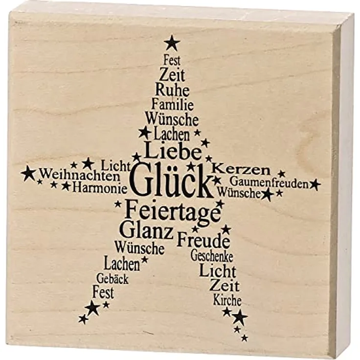 Rayher Stempel Holz "Stern", 7 x 7 cm, Holzstempel Weihnachten, zum Gestalten von Karten, Umschlägen, Geschenken, Butterer Stempel, 2802800