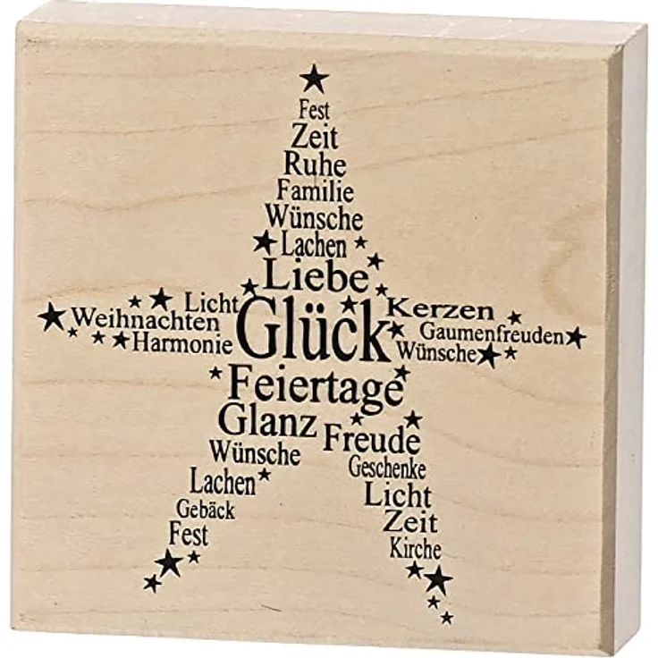 Rayher Stempel Holz "Stern", 7 x 7 cm, Holzstempel Weihnachten, zum Gestalten von Karten, Umschlägen, Geschenken, Butterer Stempel, 2802800 – Bild 1
