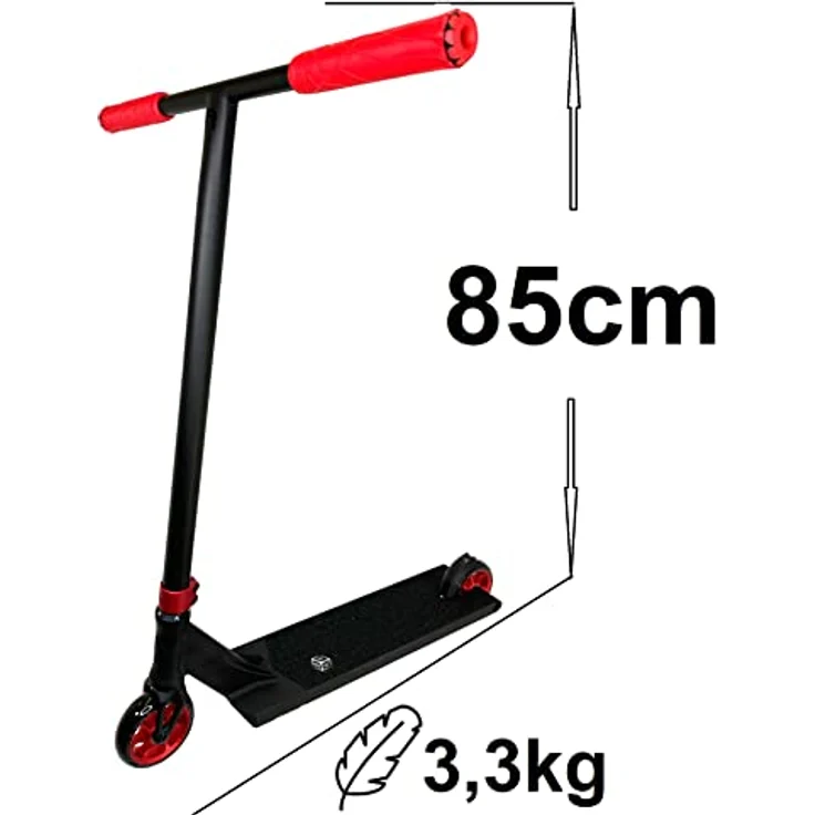 Ethic DTC Stuntscooter Ethic DTC Pandora M Stunt-Scooter H=85cm 3,35kg Rot, Hochleistungs Street-Deck, extrem wendig, leicht und stabil – Bild 3