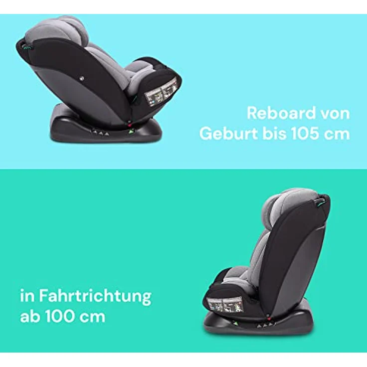 BooBoo Autokindersitz Safety London, Reboarder Kindersitz von 40 bis 150 cm, ohne Isofix, in blau – Bild 6