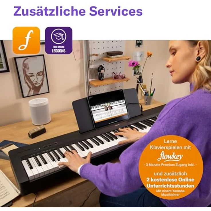 Yamaha E-Piano P-145BT, tragbares Klavier mit 88 Tasten, GHC-Tastatur, Bluetooth Audio, Schwarz – Bild 7