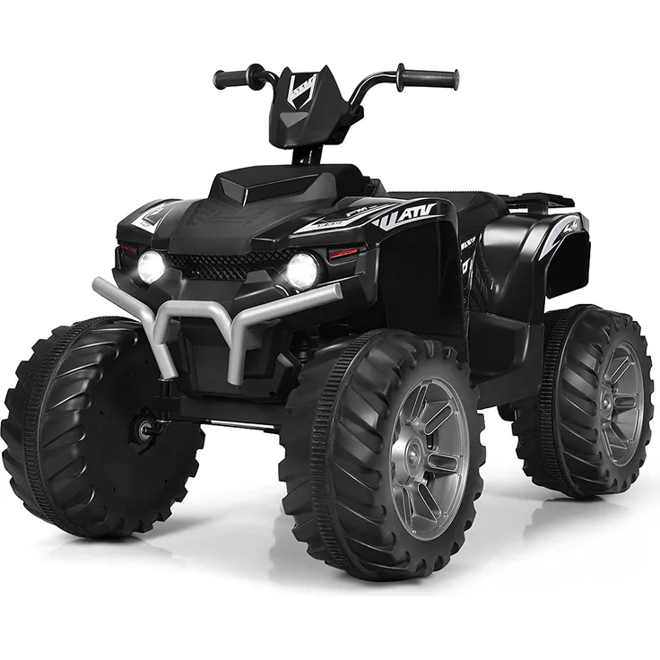 Dreamade 12V Elektroquad für Kinder, Kinderquad mit LED-Lichtern, Musiktaste, Hupe, USB und langsamen Start, schwarz