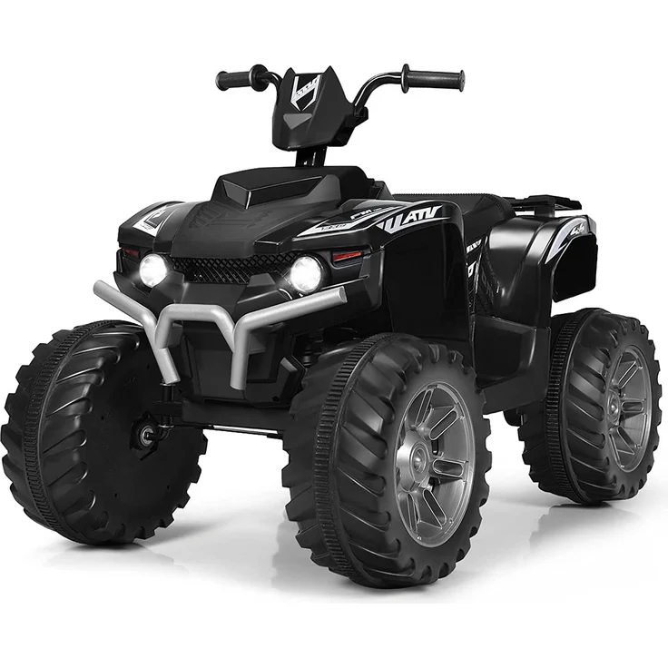 Dreamade 12V Elektroquad für Kinder, Kinderquad mit LED-Lichtern, Musiktaste, Hupe, USB und langsamen Start, schwarz