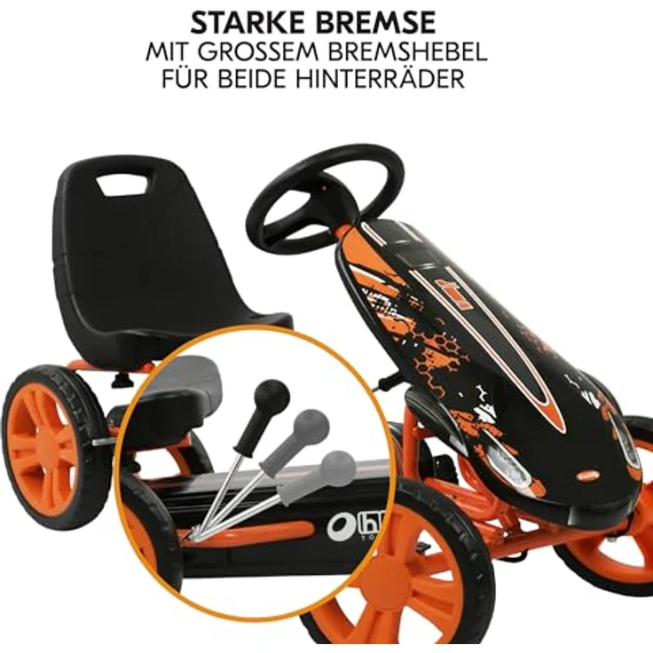 Hauck Gokart & Tretauto Speedster, verstellbarer Schalensitz für 4-8 Jahre, orange, max. 50 kg Belastbarkeit, große Räder für jedes Gelände – Bild 5
