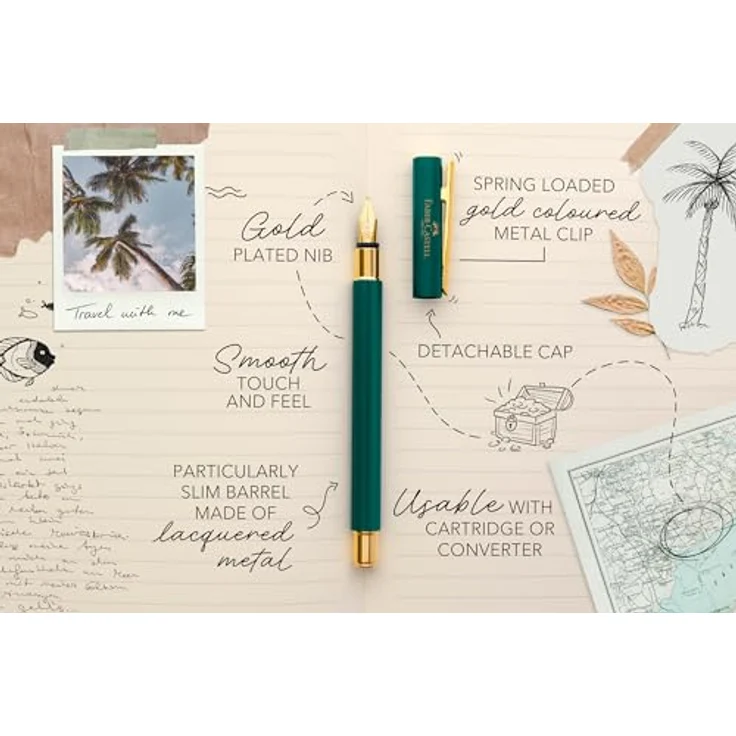 Faber-Castell Füller Neo Slim, Limited Edition in Gold Rainforest, Edelstahl Feder EF, Metall schaft grün – Bild 6