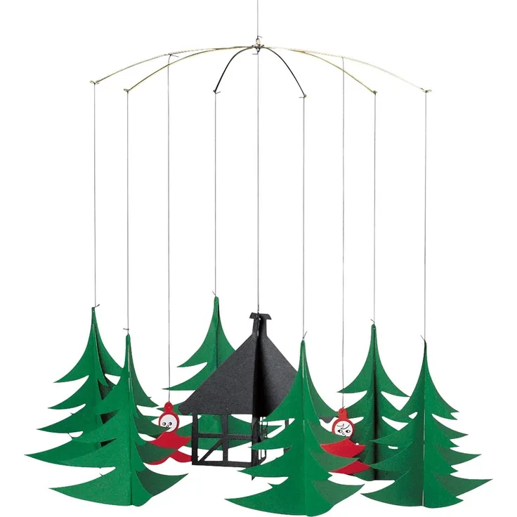 Flensted Mobiles, Babymobile, Elfen im Wald Mobile mit Geschenkbox