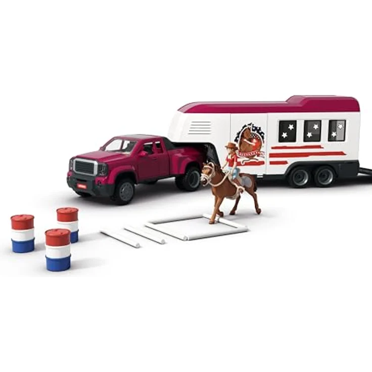 Schleich Lakeside Truck mit Anhänger - robustes Dually Truck-Set für Pferdeabenteuer, inkl. Zubehör – Bild 4