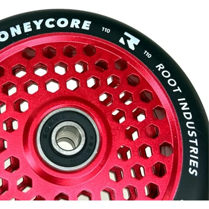 Root Industries Honeycore Stunt-Scooter Rolle 110mm Rot/PU Schwarz, Leichtgewichtiges Design, Abec 11 Kugellager – Bild 2
