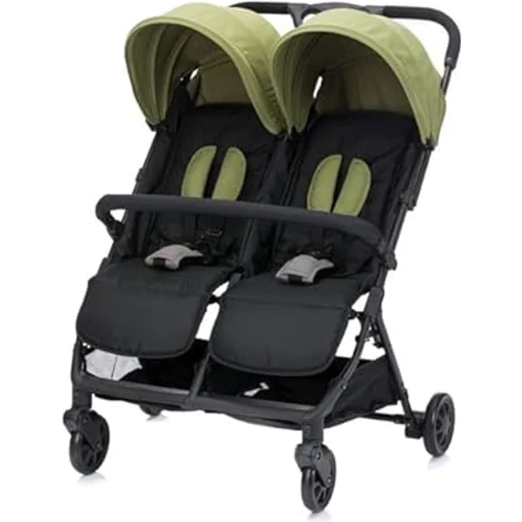 Fillikid Geschwister- & Zwillingskinderwagen Twin, 10,2 kg, Liegeposition, 78 cm breit, Schwarz Grün, inkl. Gratis Mobilitätsgarantie – Bild 1