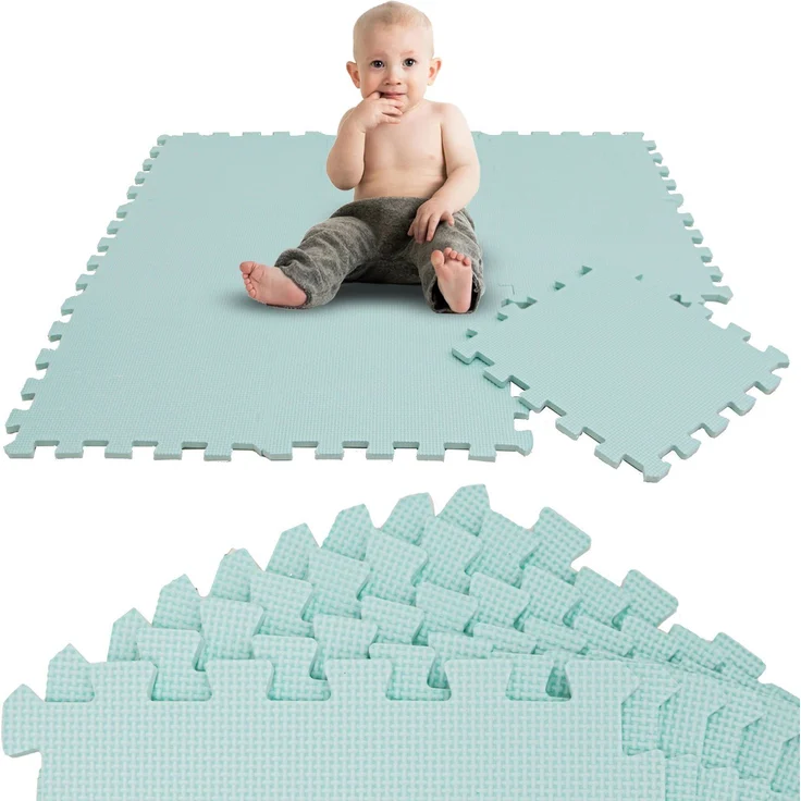 Littletom Puzzlematte 9 Teile Spielmatte Baby Krabbelmatte, 30x30cm Bodenmatte Kinderzimmer, Weichmacherfrei, Antiallergen, Erweiterbar, Anti-Rutschprofil, Stoßfest, Wasserdicht – Bild 1