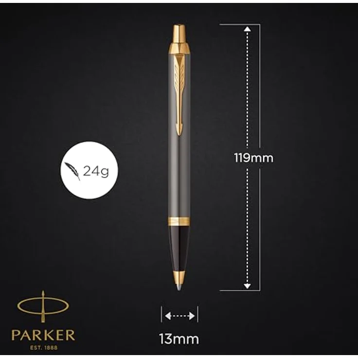 Parker Pen IM Geschenkset, eleganter Schreibstift mit grauem Lack und goldenen Akzenten – Bild 3