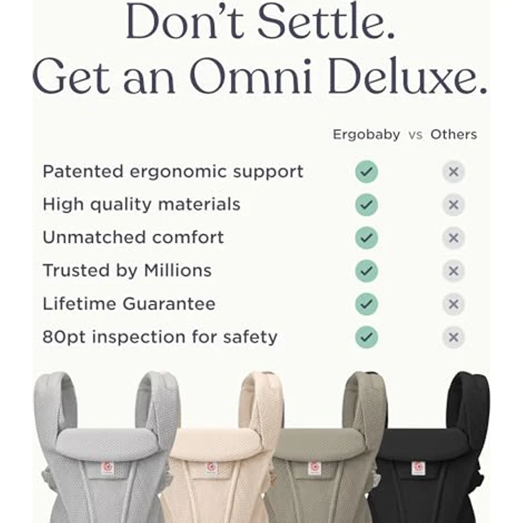 Ergobaby Omni Deluxe Mesh Babytrage, ergonomische Trageweise in Soft Olive, geeignet ab der Geburt bis 20,4 kg, optimale Luftzirkulation – Bild 6