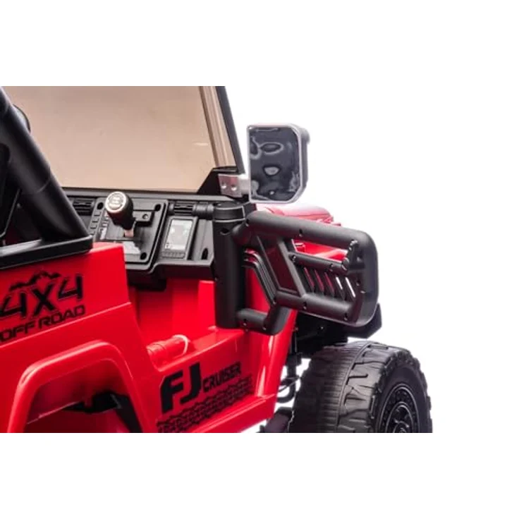 Beneo Elektrisches Kinderauto Toyota FJ Cruiser XXL, Zweisitzer mit 4x4 Antrieb, rot, Tragbare Lithiumbatterie, Hinterradfederung, 2,4 GHz Fernbedienung, MP3-Player mit Bluetooth, LED-Lichter – Bild 8
