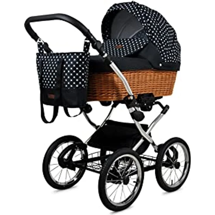 Babylux BabyLux ALU 2in1 Kinderwagen – 59x105x125cm – Max. 15kg – White Dots Silver Frame - Multifunktionaler Kinderwagen mit elegantem Design, Sicherheitsmerkmalen und praktischem Zubehör – Bild 2