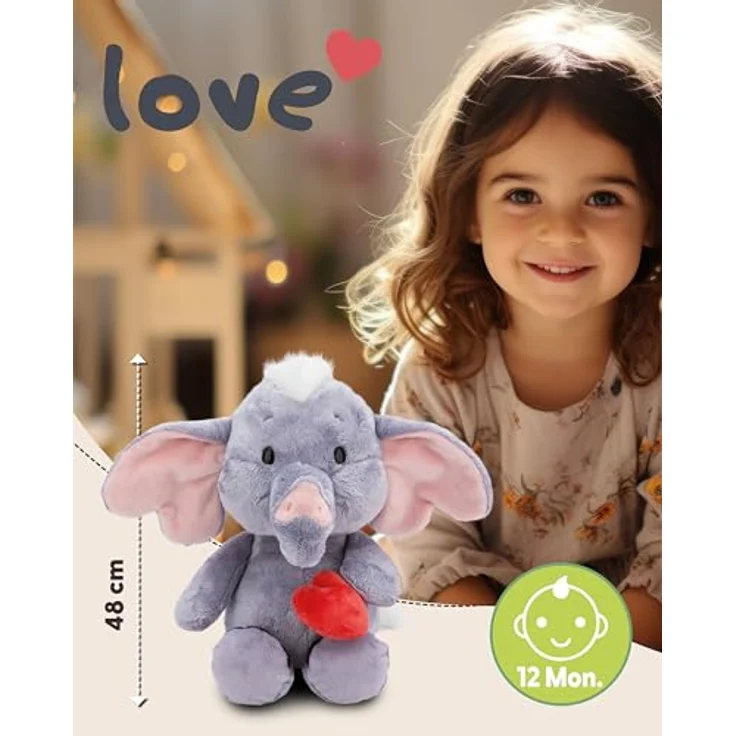 Nici Love Elefant mit Magnet Herz, dunkelgrau, 48cm, schlenkernd – Bild 2