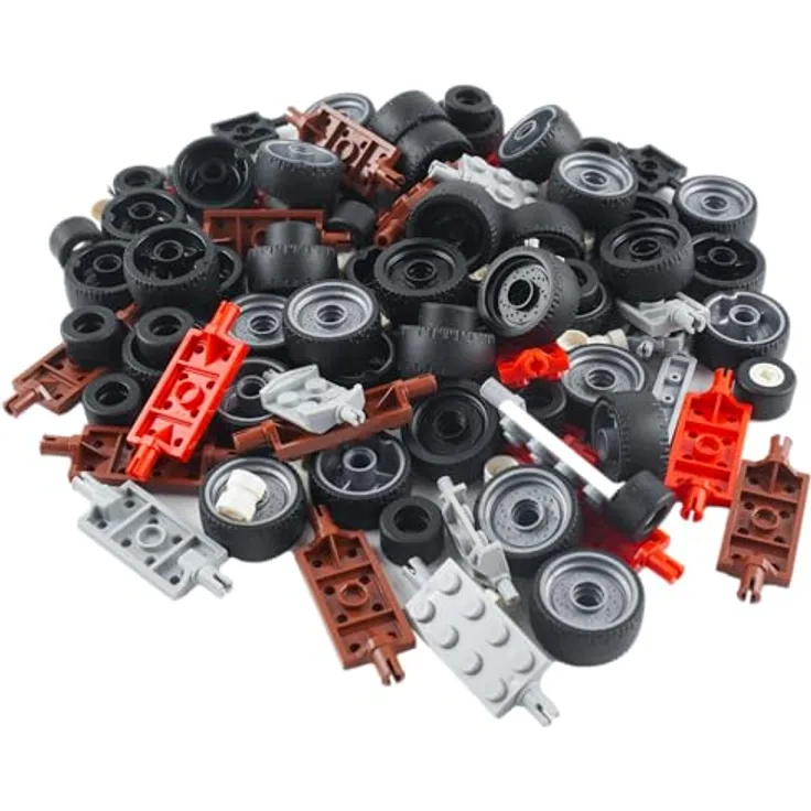 Stein-Experte Lego® City 30 Achsen mit Rädern – 90 Teile – Baue Deine eigenen kreativen Fahrzeuge! - Bunte Vielfalt, Kompatibilität mit LEGO Sets