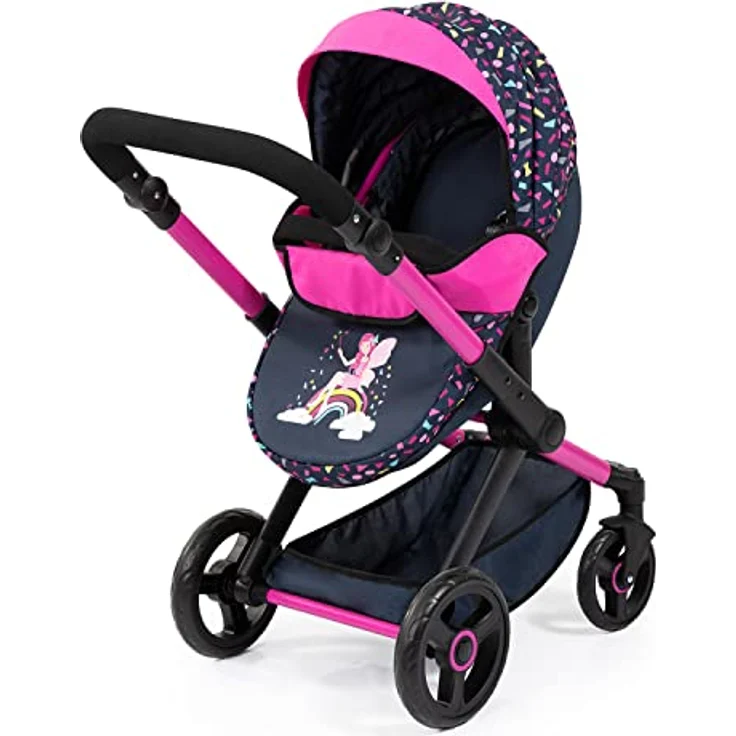 Bayer Design 17080AA Kombi-Puppenwagen Xeo mit Tasche, schwarz, rosa – Bild 4