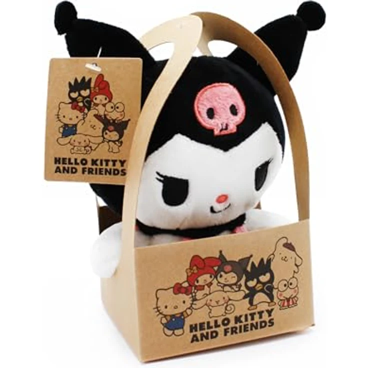 Joy Toy Kuromi Plüsch 14 cm, weiches Kuscheltier in Weiß und Rosa mit stylischem Kartontäschchen – Bild 5