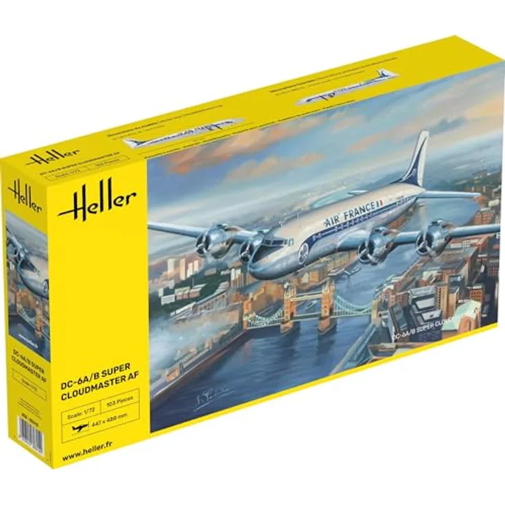 Heller 80315 Modellbausatz Douglas DC-6 Super Cloudmaster, detailliertes Flugzeugmodell im Maßstab 1:72