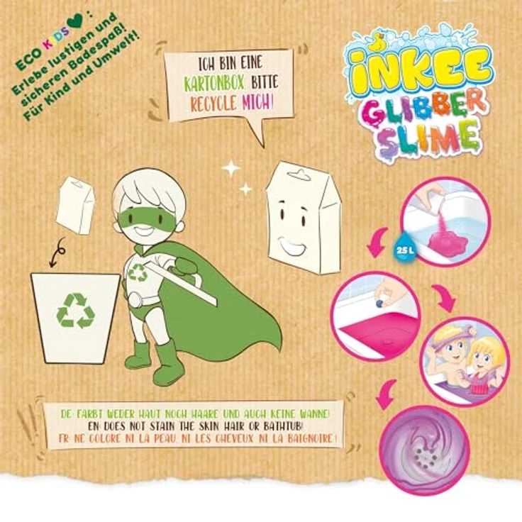 INKEE Bath Slime Galupy Mermaid, neon-pinkes Bade-Glibber Schleim mit Vitamin E und Zuckerwatte-Aroma, 100g Schleimpulver – Bild 4