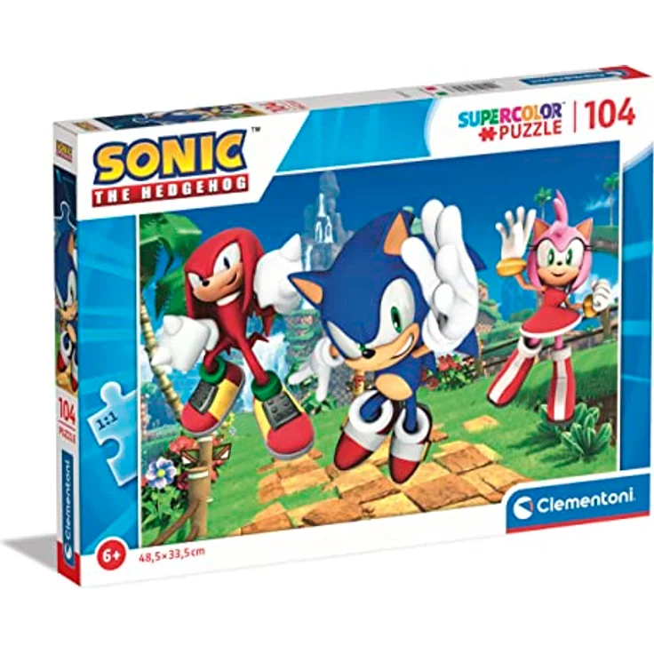 Clementoni Supercolor Puzzle Sonic, 104 Teile, buntes Kinderpuzzle mit Leuchtkraft und Farbintensität, ab 6 Jahren – Bild 1