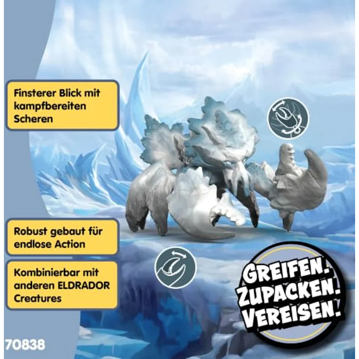 Schleich Ice Crab, Spielfigur mit kristallbedecktem Panzer und kraftvollen Scheren, Eldrador Creatures – Bild 4