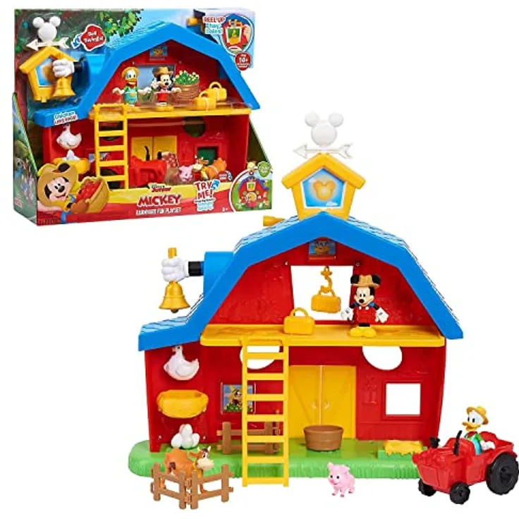 Just Play Ltd. Mickey Mouse Barnyard Fun Playset, Spielset mit Micky und Donald Figuren, Soundeffekten und beweglichem Traktor, für Kinder ab 3 Jahren