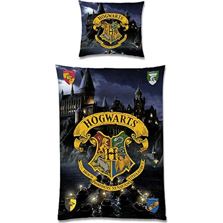 BERONAGE Harry Potter Wende-Bettwäsche Hogwarts 135 x 200 + 80 x 80 cm 100% Baumwolle Biber-Flanell-Qualität Gryffindor Hufflepuff Ravenclaw Slytherin Weasley Hermine - Deutsche Größe – Bild 4