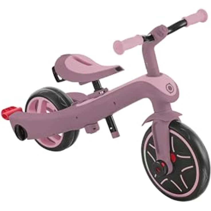 Globber Explorer Trike 4in1, Kinderwagen, Dreirad & Laufrad, höhenverstellbarer TPR-Sitz, 10/8,5 Zoll Räder, Beere – Bild 5