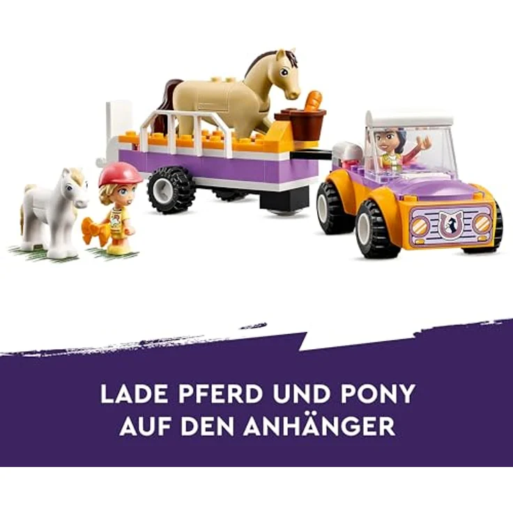 LEGO Friends Pferde- und Pony-Anhänger, Pferde-Spielzeug für Mädchen und Jungen mit Auto und Figuren, Mini-Puppen-Set mit Liann, Zoya und 2 Tierfiguren, Geschenk für Kinder 4 Jahren 42634 – Bild 3