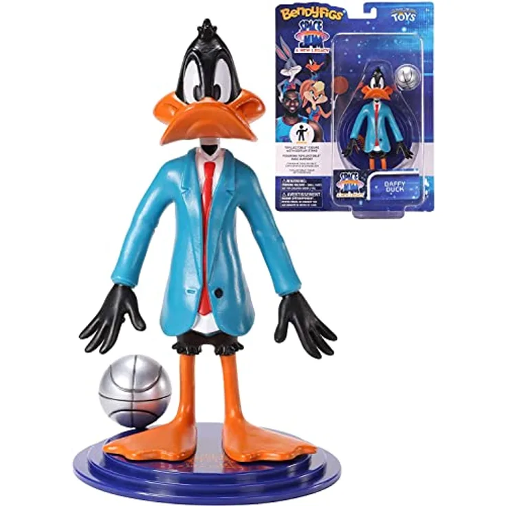 The Noble Collection Space Jam 2 - Daffy Bendyfig, Sammelfigur in flexibler Form, ca. 19 cm hoch, offiziell lizenziert
