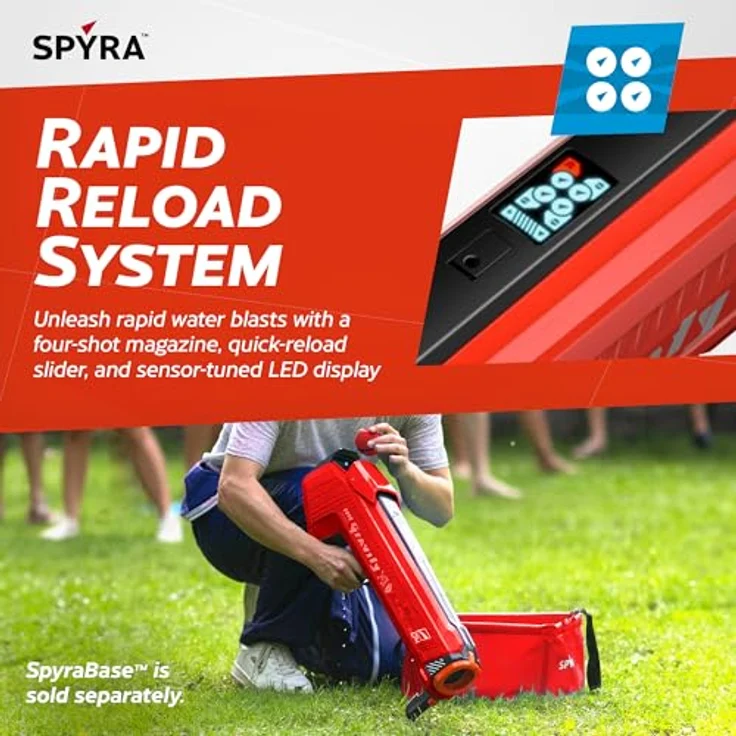 SPYRA SpyraGravity Blaster mit 4 wiederverwendbaren Wasserbomben, rot – Bild 4