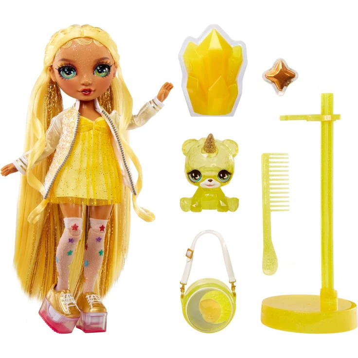 Rainbow High Anziehpuppe Classic Rainbow Fashion Doll- Sunny (yellow) mit funkelndem Haustier und Glitzerschleim - Preisvergleich – Bild 1